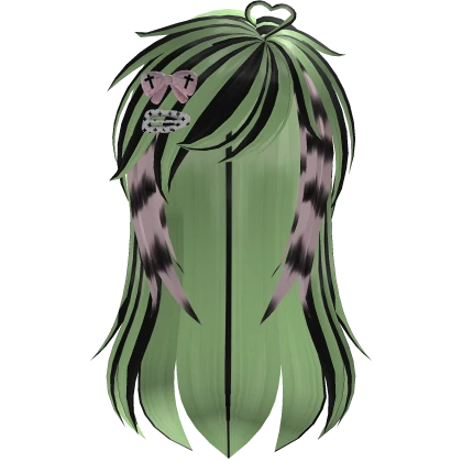 zombie pink scene side bangs racoon tails bow clip