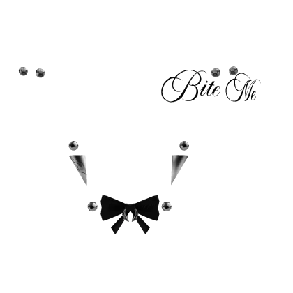 face piercing set w black bow & tattoo
