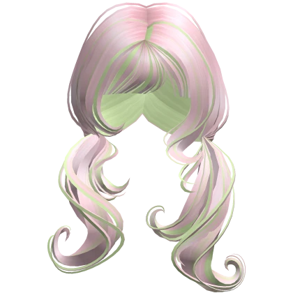 ♡ Swirly Swooped Igari Pigtails (Pink & Green )