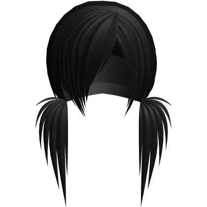black messy scene low pigtails