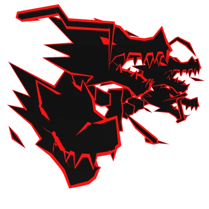 Cartoony Red Lightning Dragon Heads