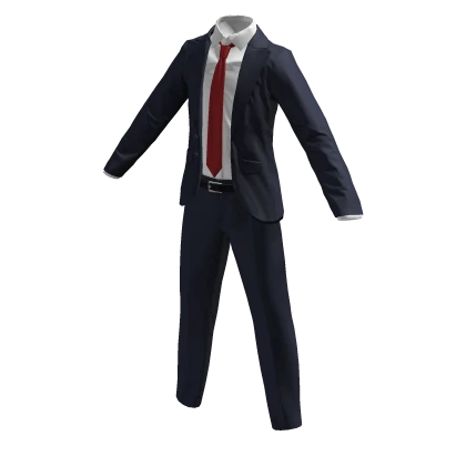 Navy Blue Corporate Suit w/ Red Tie