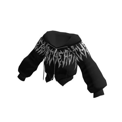 Hoodie Jacket Double Zip Y2K Black