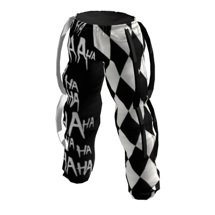 Jester’s Grid Pants | Black & White “Haha” Y2K,,