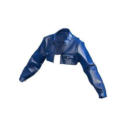 ʚ♡ɞ Blue Cropped Leather Jacket