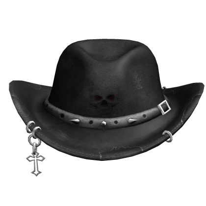 Black Goth Grunge Skull Cowboy Hat
