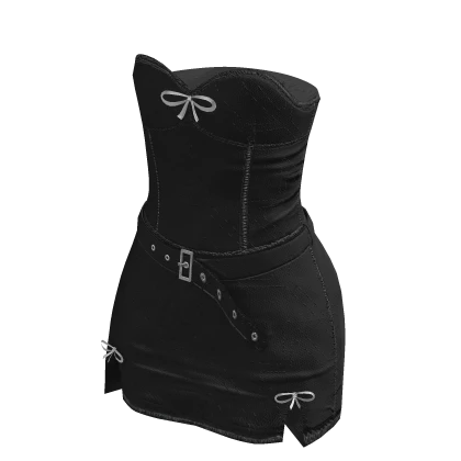 ʚ y2k denim bow dress w belt