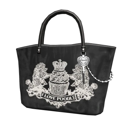 Vintage Couture Velour Tote Bag | Black