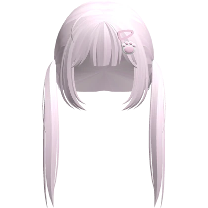 ♡ :  kawaii light pink low pigtails w hairclips 