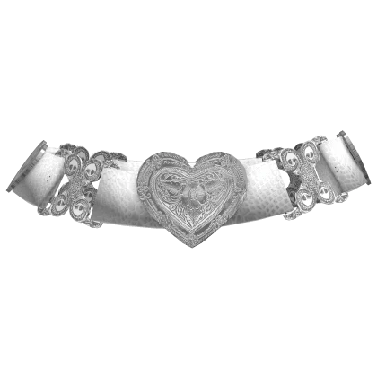 White Vintage Chunky Silver Heart Belt