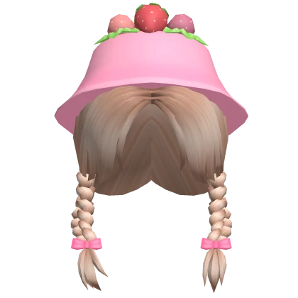 Blonde Hair with Pink Strawberry Hat