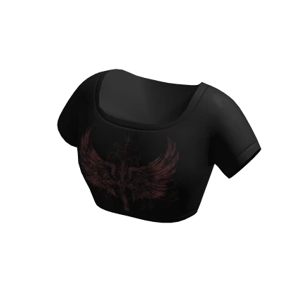 Black Crop Top w/ Red Wings Cross Print
