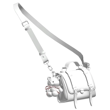 White Teddy Charm Satchel Bag