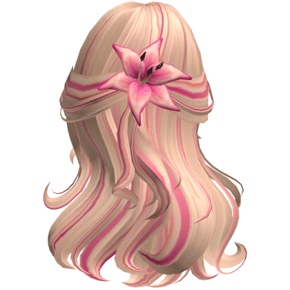 ♡ blonde summer half up hair with pink flower