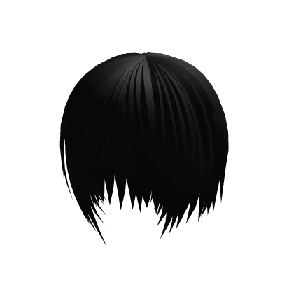 Black Vkei Side-Part Straight Layered Hair