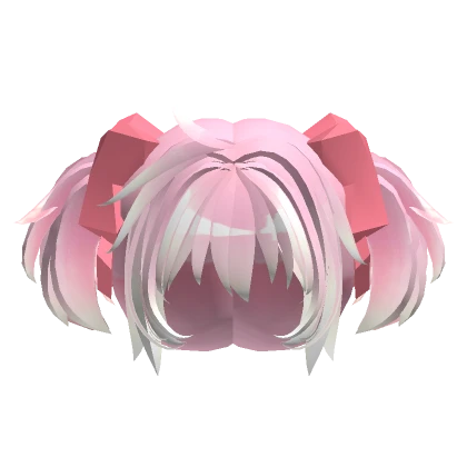 madoka  - Short Pink Pastel Pigtails Hair W Bows 