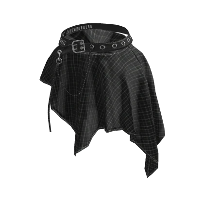 💜 Layered Check Wrap Skirt_Black