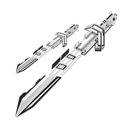 [1.0] White Black Dual Waist Cyberpunk Sword
