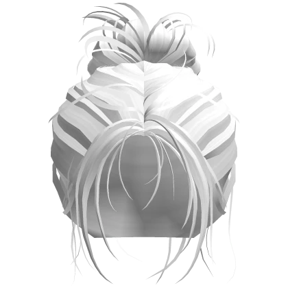 White - Messy Grunge Ponytail Bun, Light Bangs