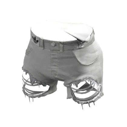 adidas White Ripped Denim Shorts