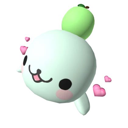 🍏 Teal kawaii cute green apple hugging seal