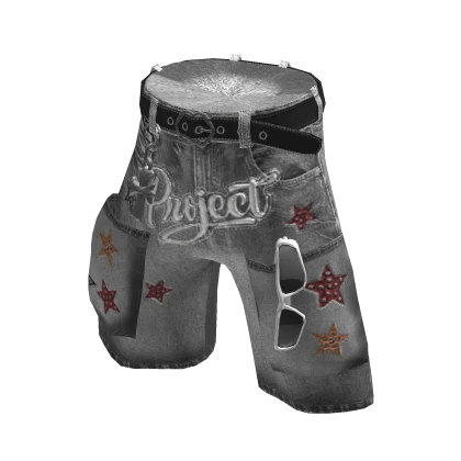 💜 Y2K Vintage Star Denim Jorts Pants_White