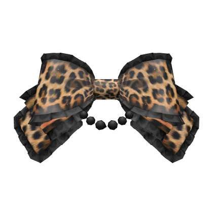 ♡ : black leopard gyaru pearl head bow