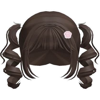 ♡ Cutecore Curly Pigtails w/ Ribbons (Brown)