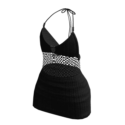 Knit crochet beach dress black