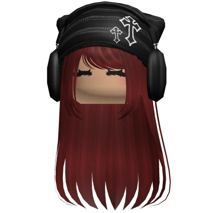 Y2K Cool Girl Hair w Hat + Headphones Red