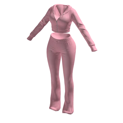 Tracksuit Pink Juicy Outfit Flared Pants Crop Top