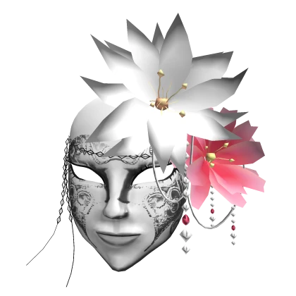 Japanese Style Face Mask W FLowers White