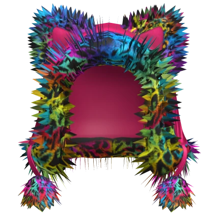 Super Fuzzy Scene Cat Hoodie (Hot Pink Rainbow)