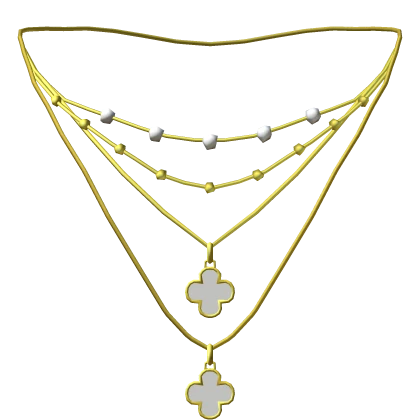Layered White Clover Necklace Gold 3.0