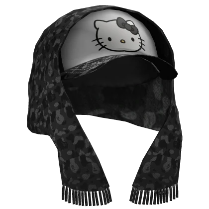 Kitty Hat w/ Head Scarf - Camo Black
