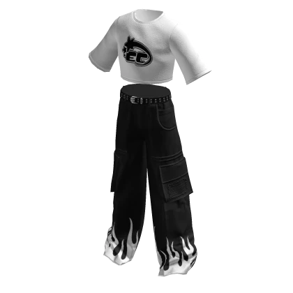 Y2K Pants & Cropped Shirt Eternos Clothing Flames