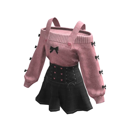 Pink Jirai Kei Corseted Sweater Dress