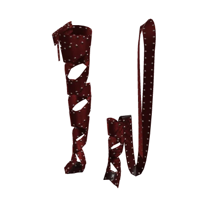 (Arched Feet) Holding Red Studded Leg Strap