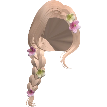 Blonde Rapunzel Pink and Yellow Flower Hair Braid