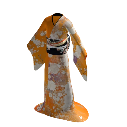 Japanese kimono Furisode Koten orange