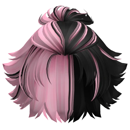 Two-Tone Anime Ponytail Boy Hair (Black & Pink)