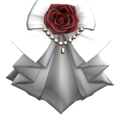 White Jabot Ruffle Red Rose 3.0