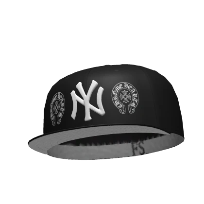 Black NY Chrome Tilted Fitted Cap