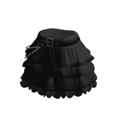Gothic Layered Ruffle Mini Skirt with Belt