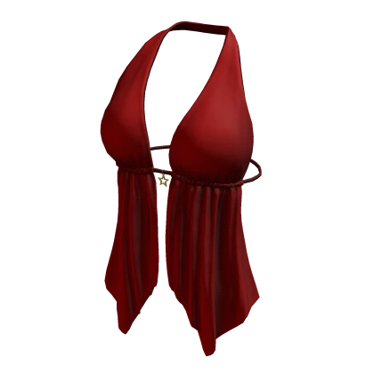 Hem Halter Neck Top Red Y2K Baddie Cami Tee Shirt