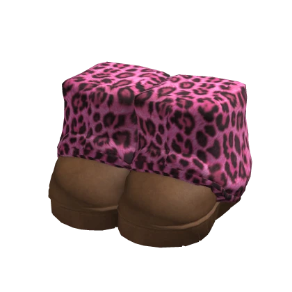 Pink Leopard Print Gyaru Fluffy Boots