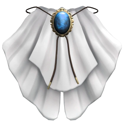 White Jabot Ruffle with a Blue Gem 1.0