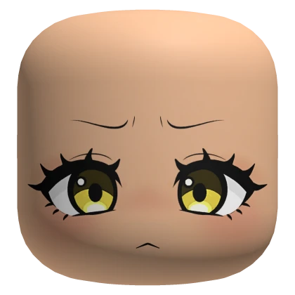 Cute Worried Chibi Face with Yellow Eyes - Light