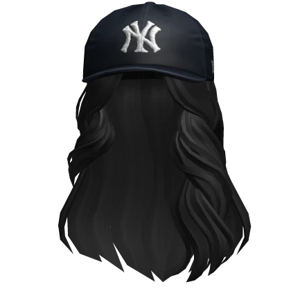 Official New York Yankees MLB Cap Black Wavy Hair
