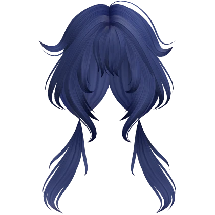 Fox Tips Anime Bangs Messy Pigtails Blue